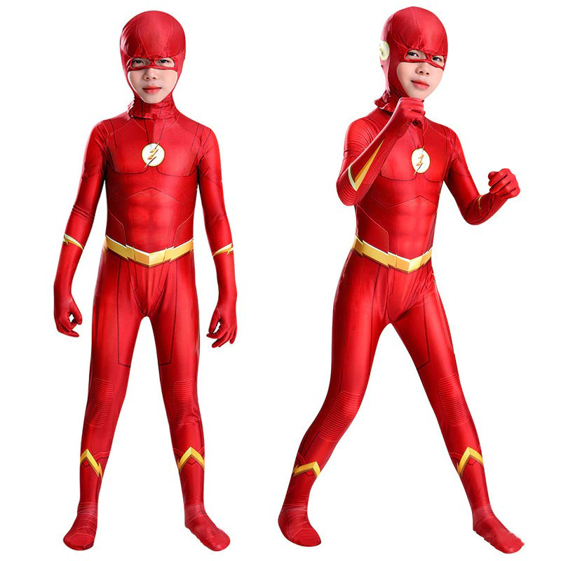 The Flash (Barry Allen) Costume with Mask - Justice League Kids Cosplay Suit
