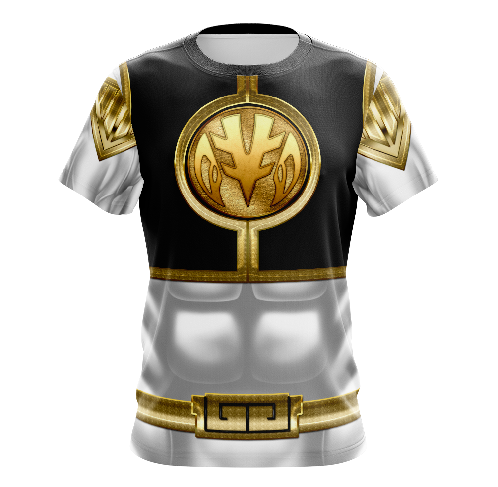 Power Rangers Mighty Morphin White Ranger Dry Fit T-Shirt - Long Sleeve Cosplay Tee