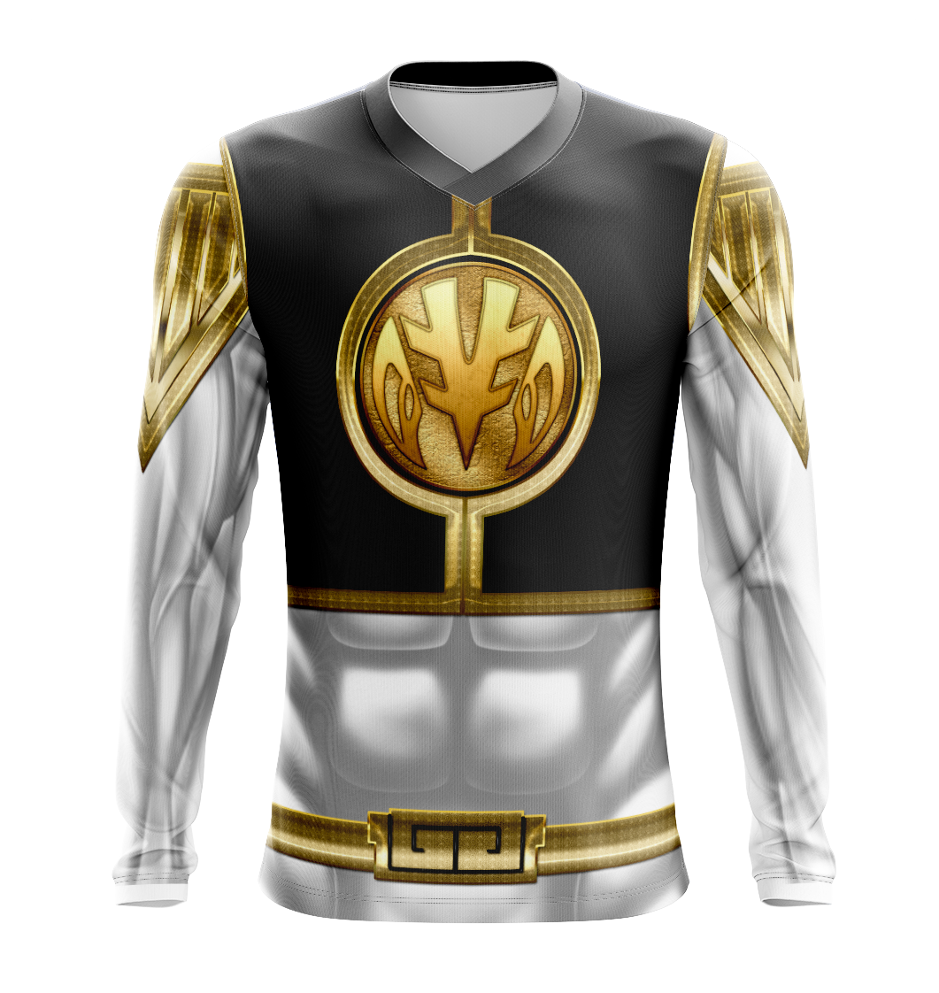 Power Rangers Mighty Morphin White Ranger Dry Fit T-Shirt - Short Sleeve Cosplay Tee