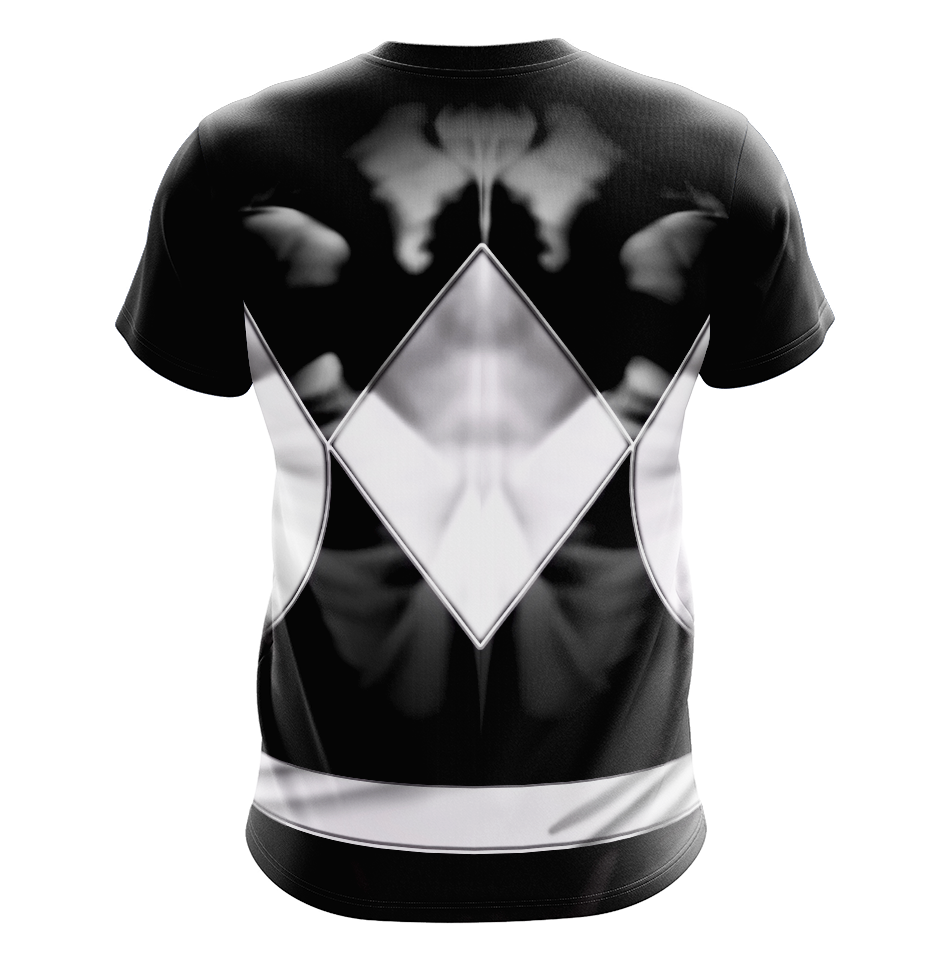 Power Rangers Mighty Morphin Black Ranger Dry Fit T-Shirt - Short Sleeve Cosplay Tee