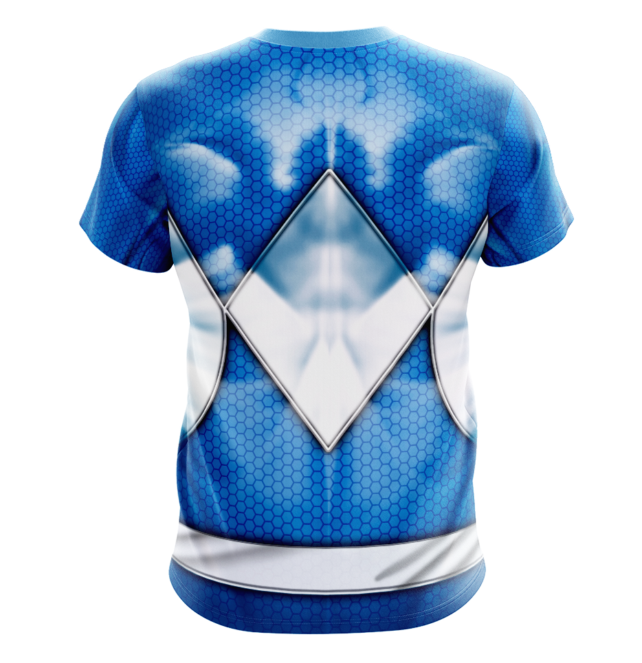 Power Rangers Mighty Morphin Blue Ranger Dry Fit T-Shirt - Short Sleeve Cosplay Tee