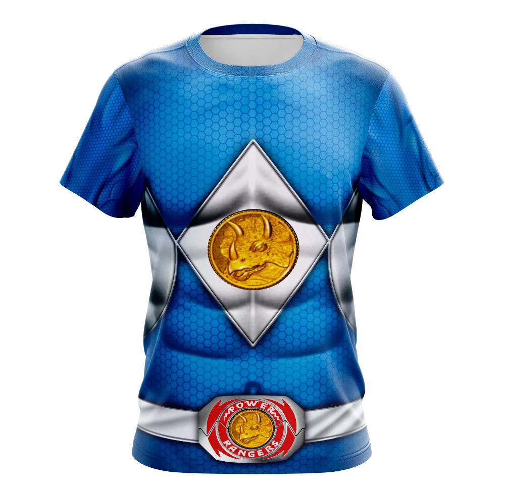 Power Rangers Mighty Morphin Blue Ranger Dry Fit T-Shirt - Short Sleeve Cosplay Tee