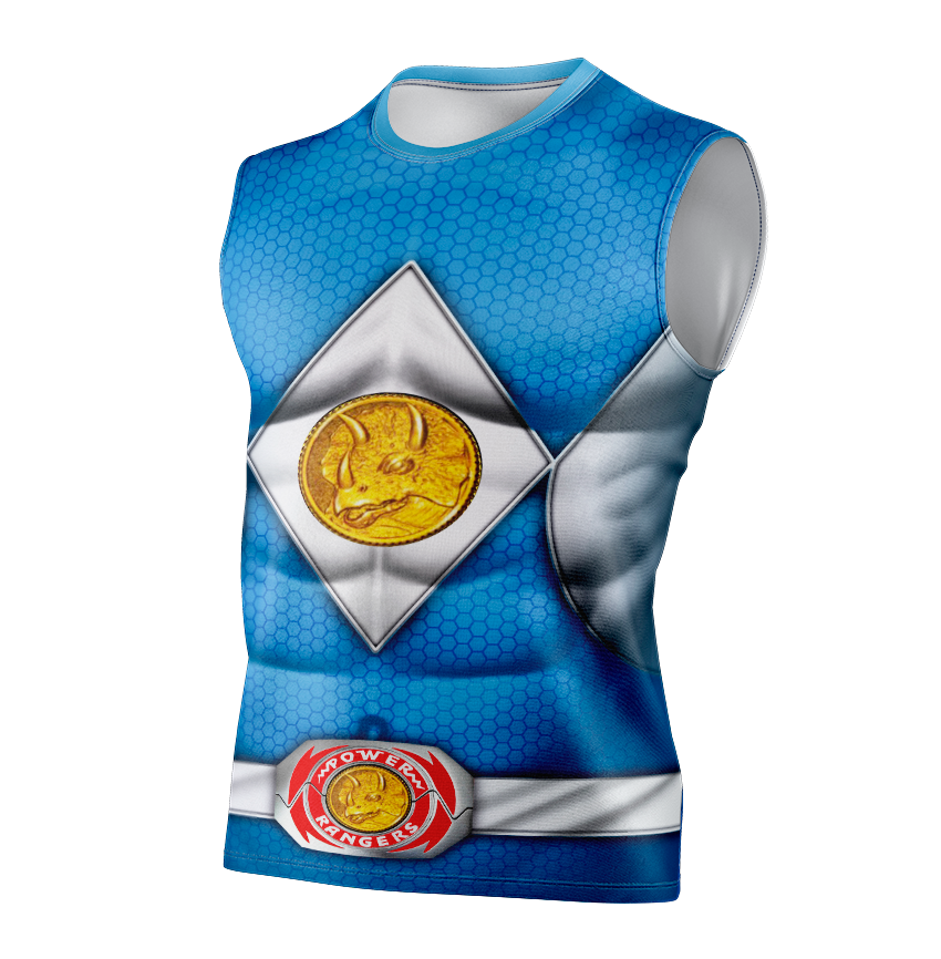 Power Rangers Mighty Morphin Blue Ranger Dry Fit T-Shirt - Tank Top Cosplay Tee