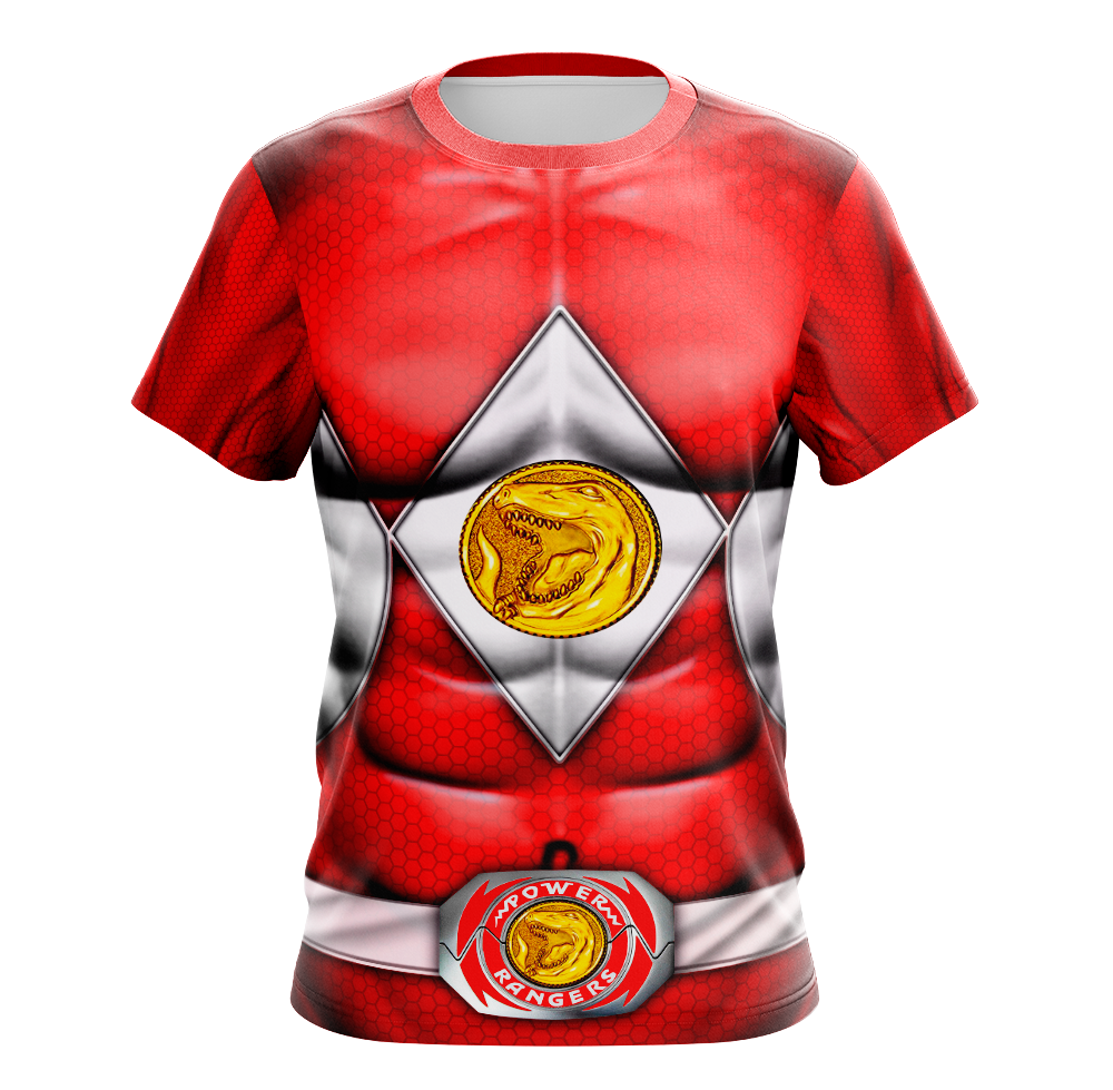 Power Rangers Mighty Morphin Red Ranger Dry Fit T-Shirt - Tank Top Cosplay Tee