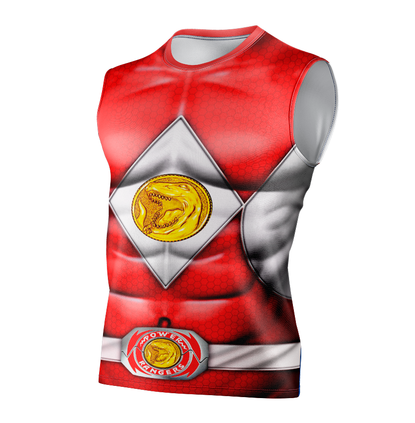 Power Rangers Mighty Morphin Red Ranger Dry Fit T-Shirt - Short Sleeve Cosplay Tee