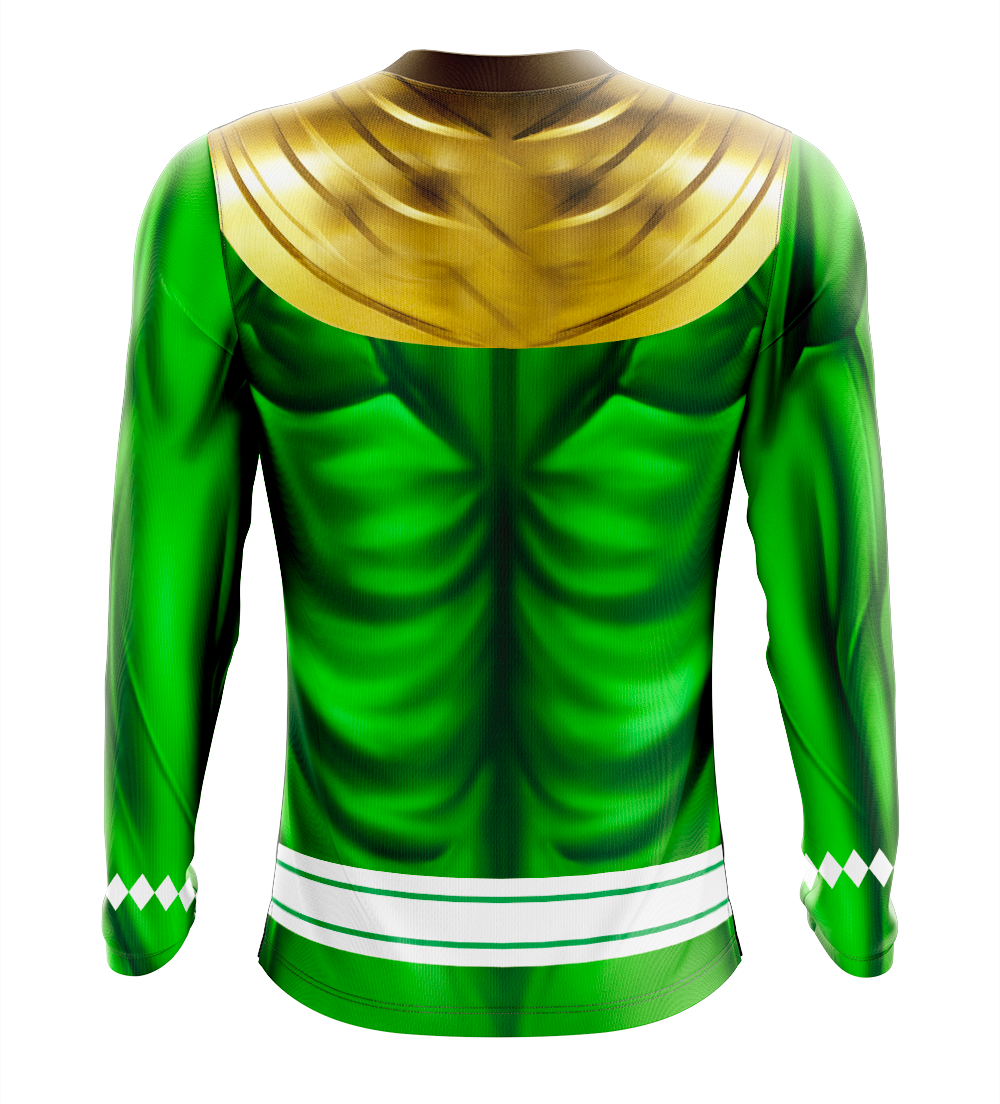 Power Rangers Mighty Morphin Green Ranger Dry Fit T-Shirt - Long Sleeve Cosplay Tee