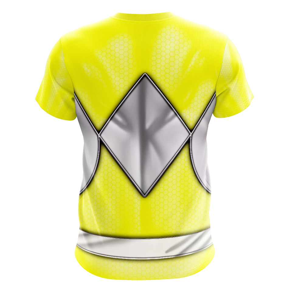 Power Rangers Mighty Morphin Yellow Ranger Dry Fit T-Shirt - Short Sleeve Cosplay Tee