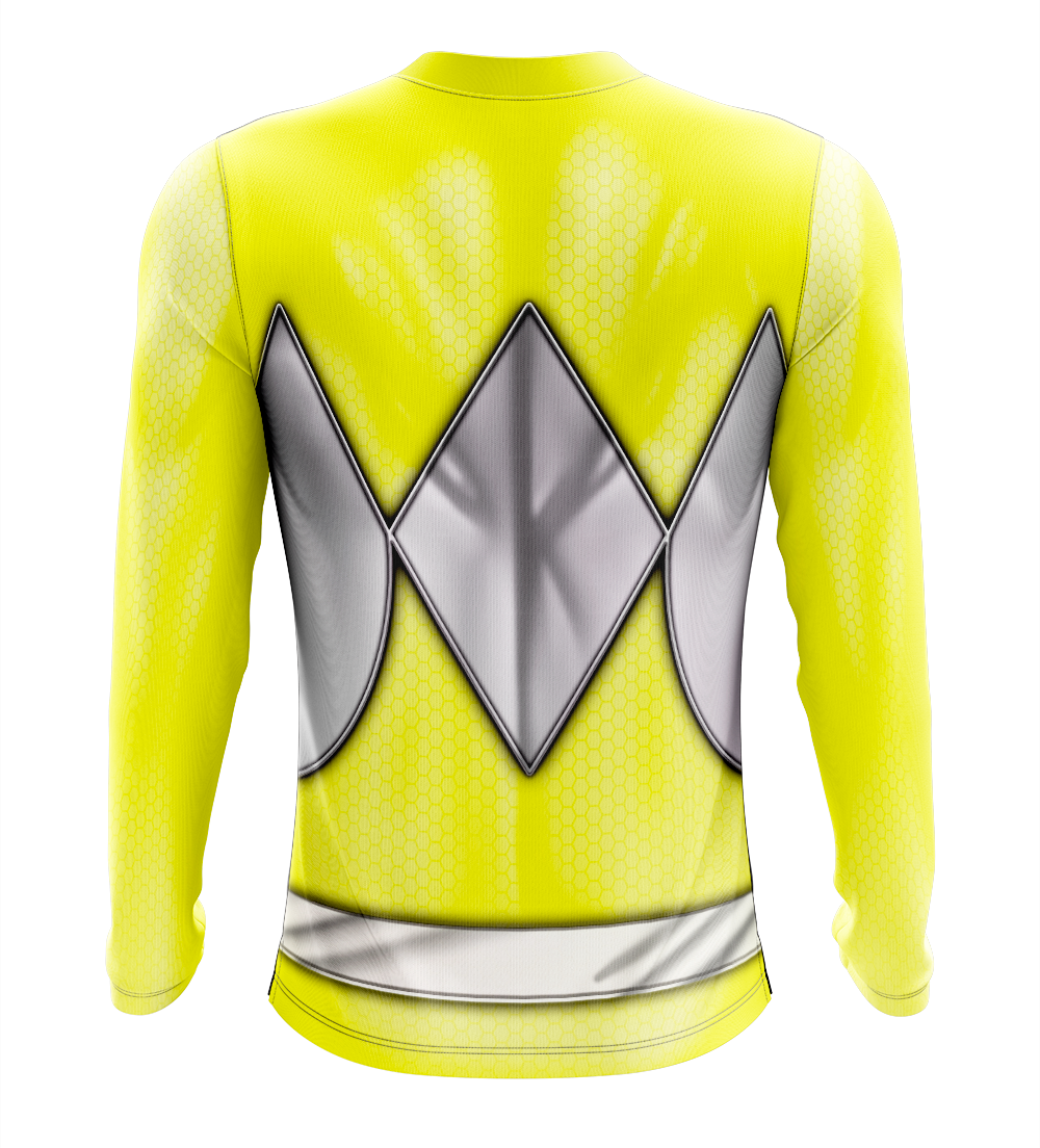 Power Rangers Mighty Morphin Yellow Ranger Dry Fit T-Shirt - Long Sleeve Cosplay Tee