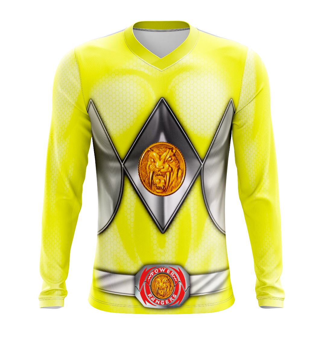 Power Rangers Mighty Morphin Yellow Ranger Dry Fit T-Shirt - Short Sleeve Cosplay Tee