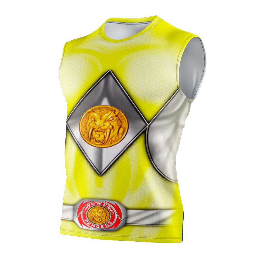 Power Rangers Mighty Morphin Yellow Ranger Dry Fit T-Shirt - Long Sleeve Cosplay Tee