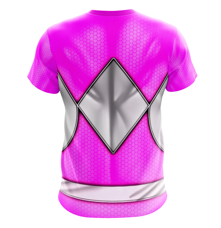 Power Rangers Mighty Morphin Pink Ranger Dry Fit T-Shirt - Long Sleeve Cosplay Tee