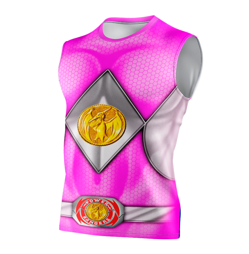 Power Rangers Mighty Morphin Pink Ranger Dry Fit T-Shirt - Long Sleeve Cosplay Tee
