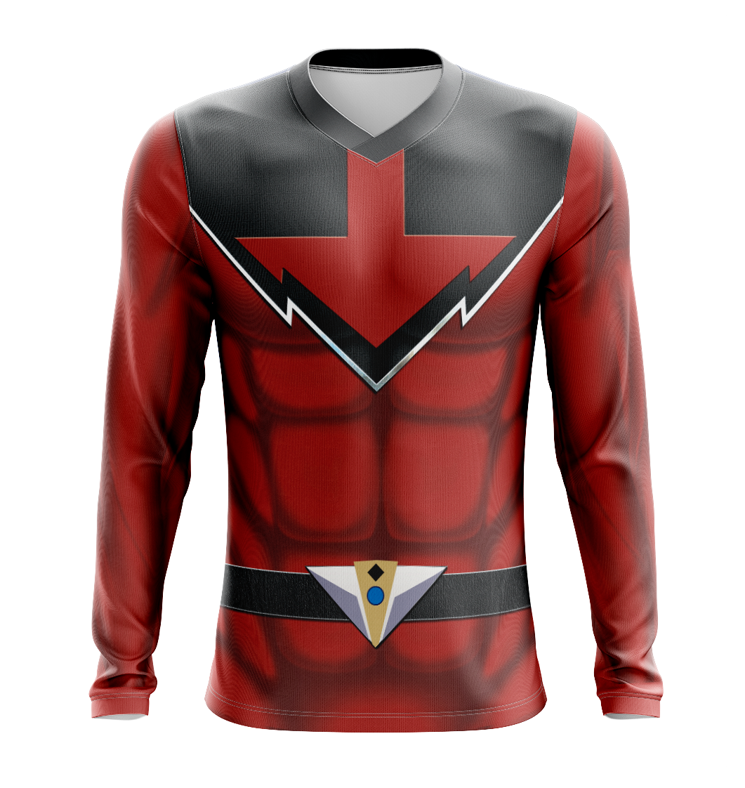 Power Rangers Time Force Red Ranger Dry Fit T-Shirt - Long Sleeve Cosplay Tee