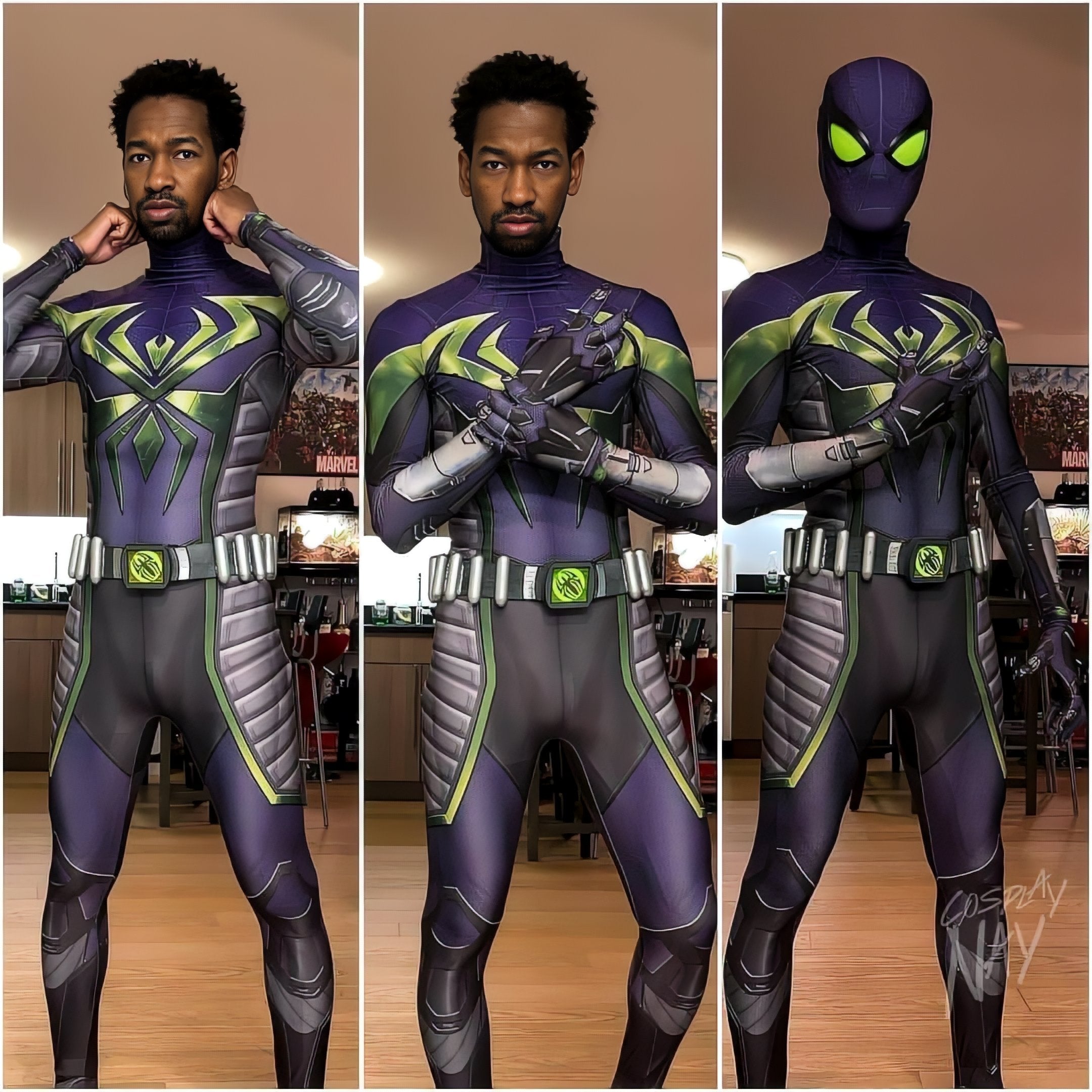 Miles Morales Purple Reign Game Costume - Adult Premium Cosplay Suit