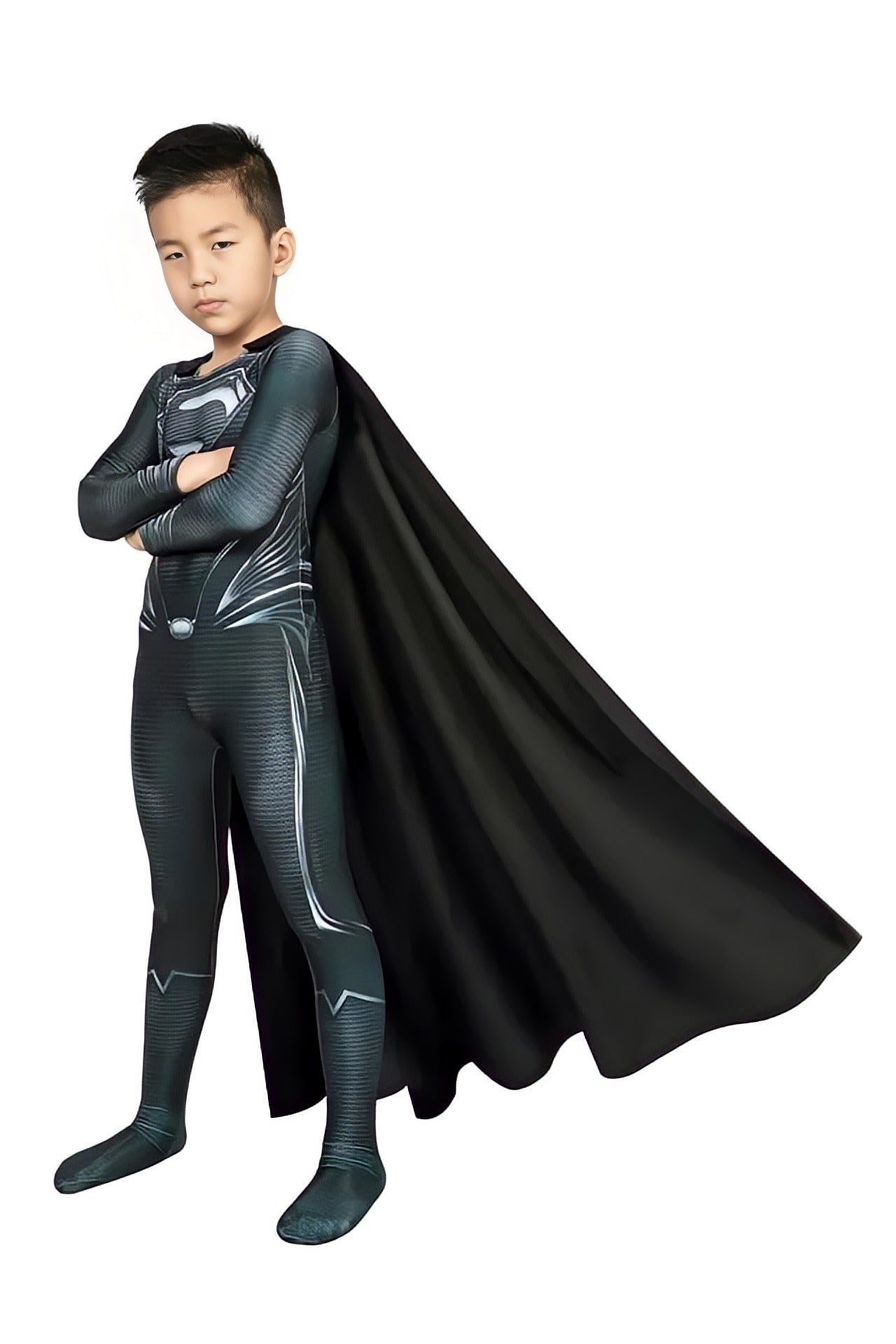 Superman Black Suit Costume - Kids Cosplay Suit