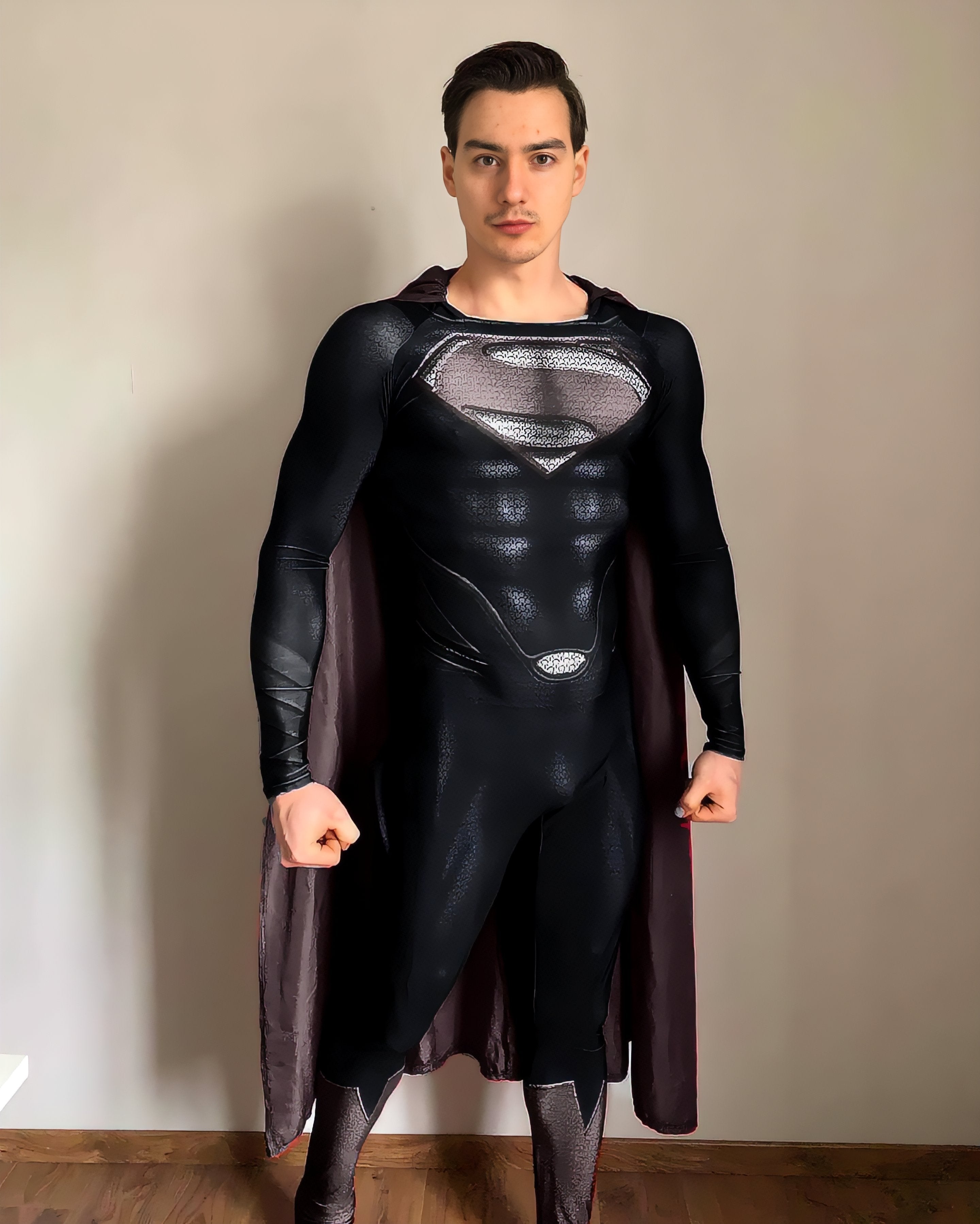 Superman Black Suit Costume - Adult Movie Cosplay Suit