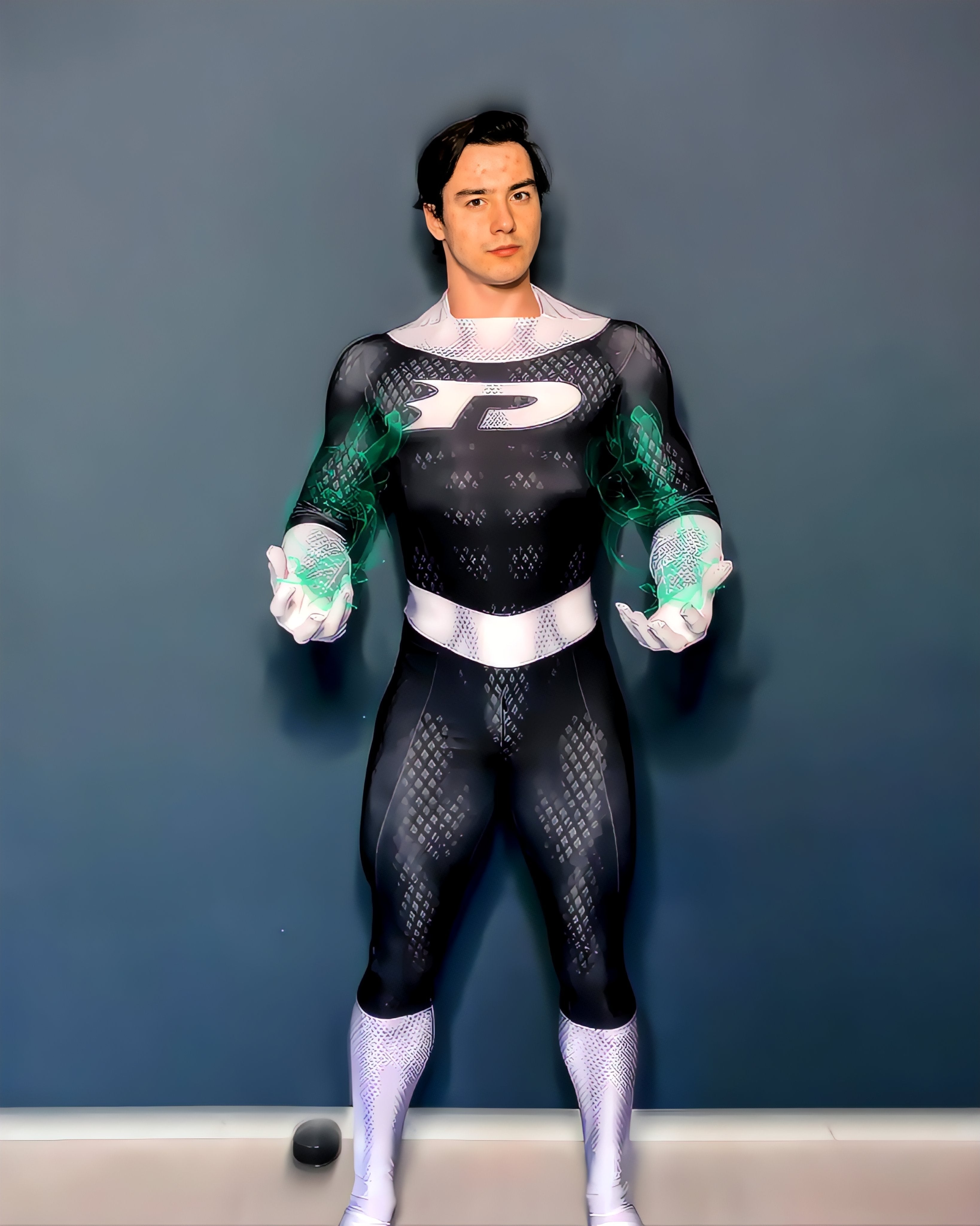 Fantasia Masculina Danny Phantom Adulto Cosplay Traje Luxo