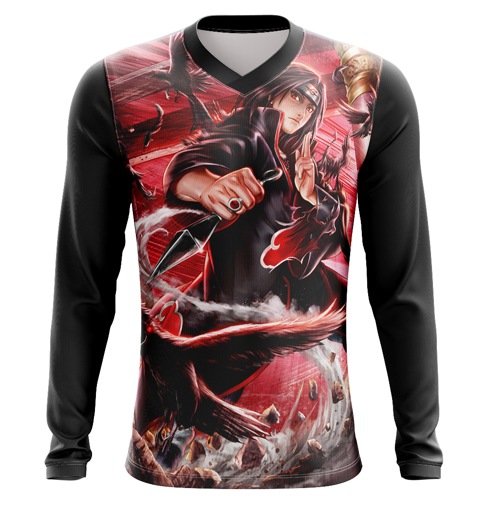 Itachi Uchiha Sharingan Naruto Anime T-Shirt - Long Sleeve