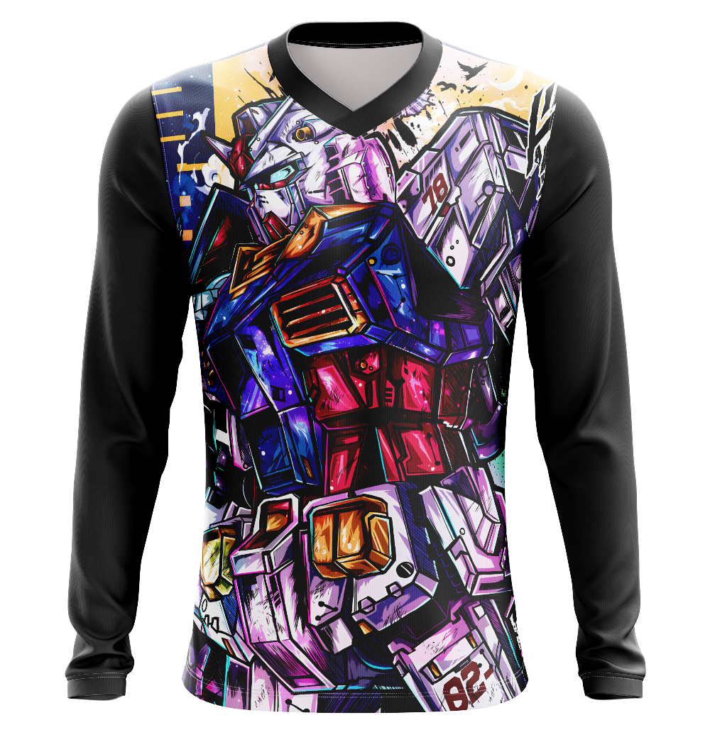 Gundam Mobile Suit Gundam Dry Fit T-Shirt - Long Sleeve 3D Print