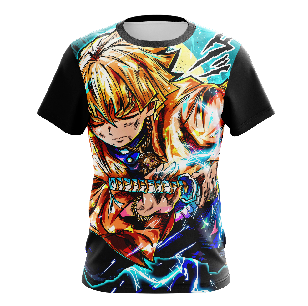Zenitsu Agatsuma Demon Slayer Dry Fit T-Shirt - Long Sleeve 3D Print