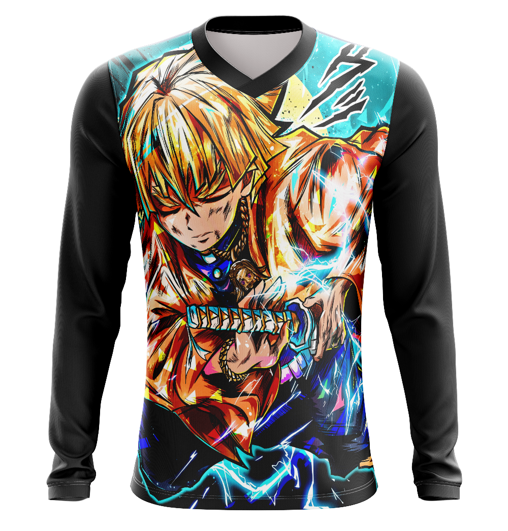 Zenitsu Agatsuma Demon Slayer Dry Fit T-Shirt - Long Sleeve 3D Print