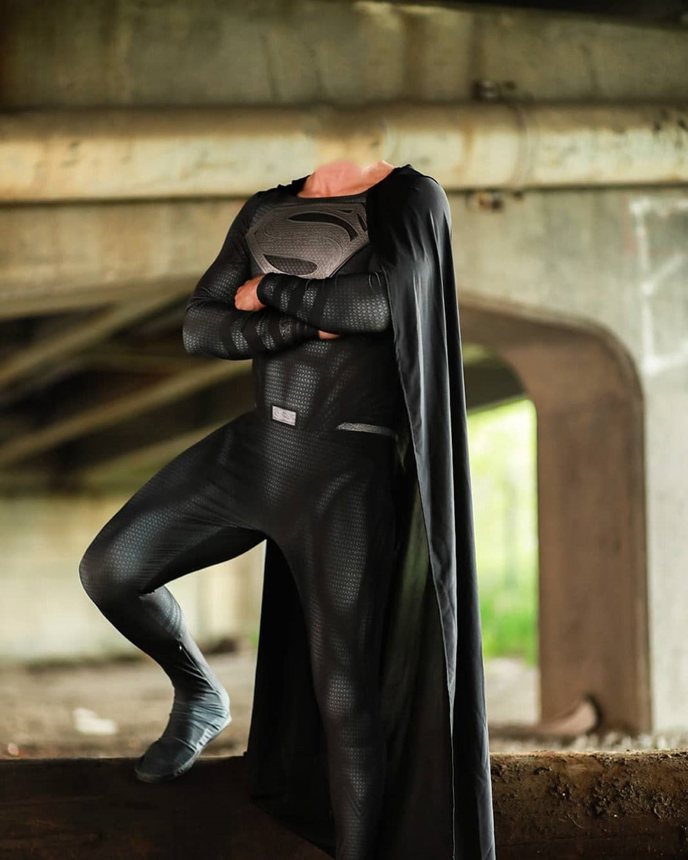 Superman Black Suit Costume - Adult Movie Cosplay Suit