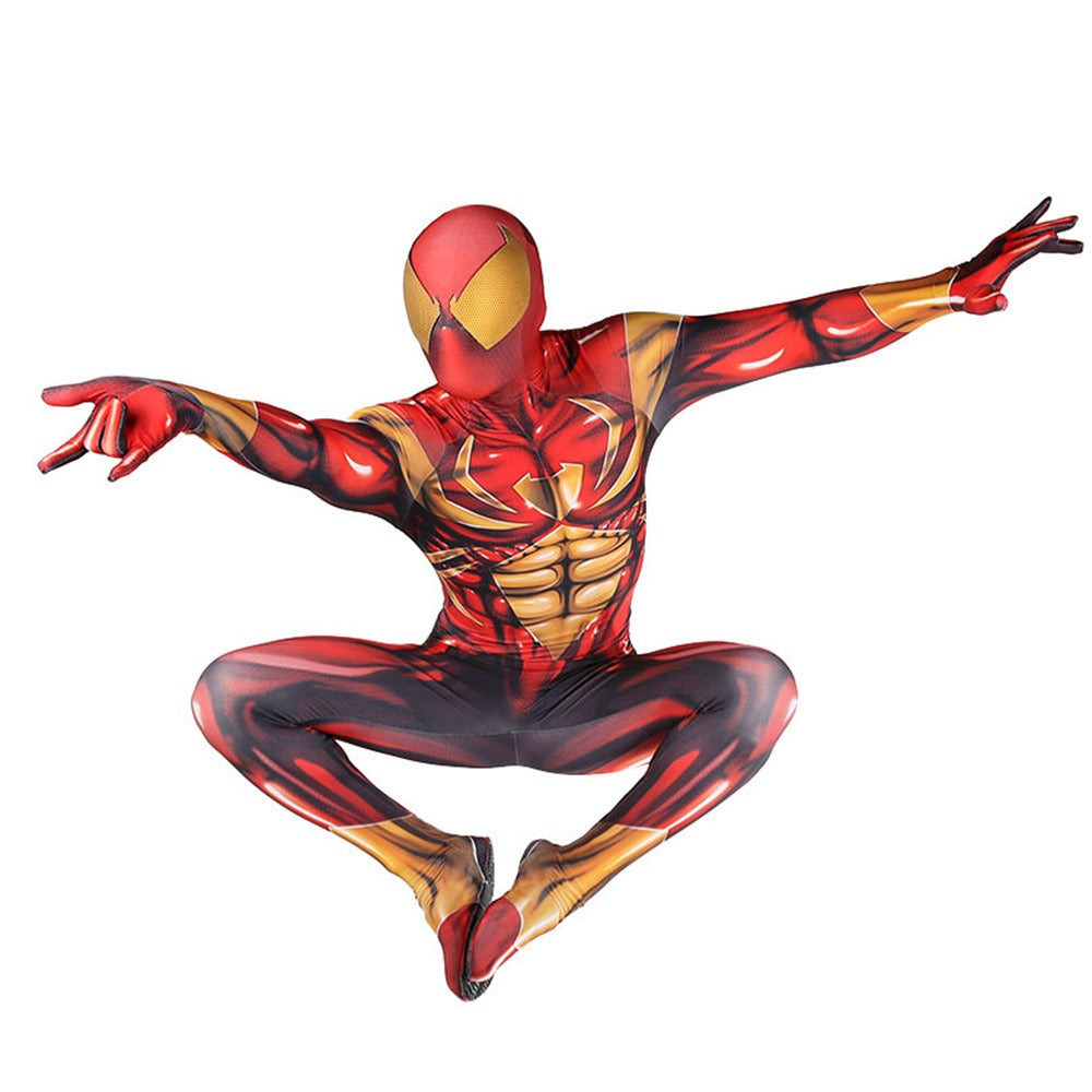 Fantasia Masculina Homem Aranha Escarlate De Ferro Adulto Cosplay Traje Luxo