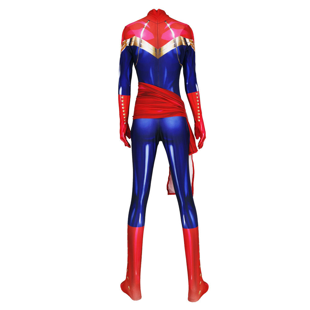 Fantasia Feminina Capitã Marvel Carol Danvers Adulto Cosplay Traje Luxo