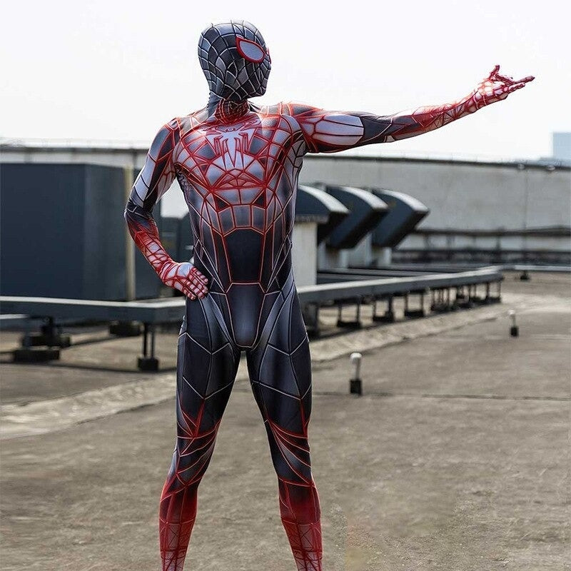 Fantasia Miles Morales Game Homem-Aranha Adulto Cosplay Traje Luxo Profissional