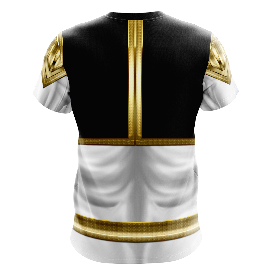 Power Rangers Mighty Morphin White Ranger Dry Fit T-Shirt - Long Sleeve Cosplay Tee