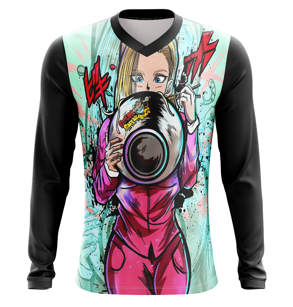 Android 18 Dragon Ball Z Dry-Fit Graphic T-Shirt - Long Sleeve