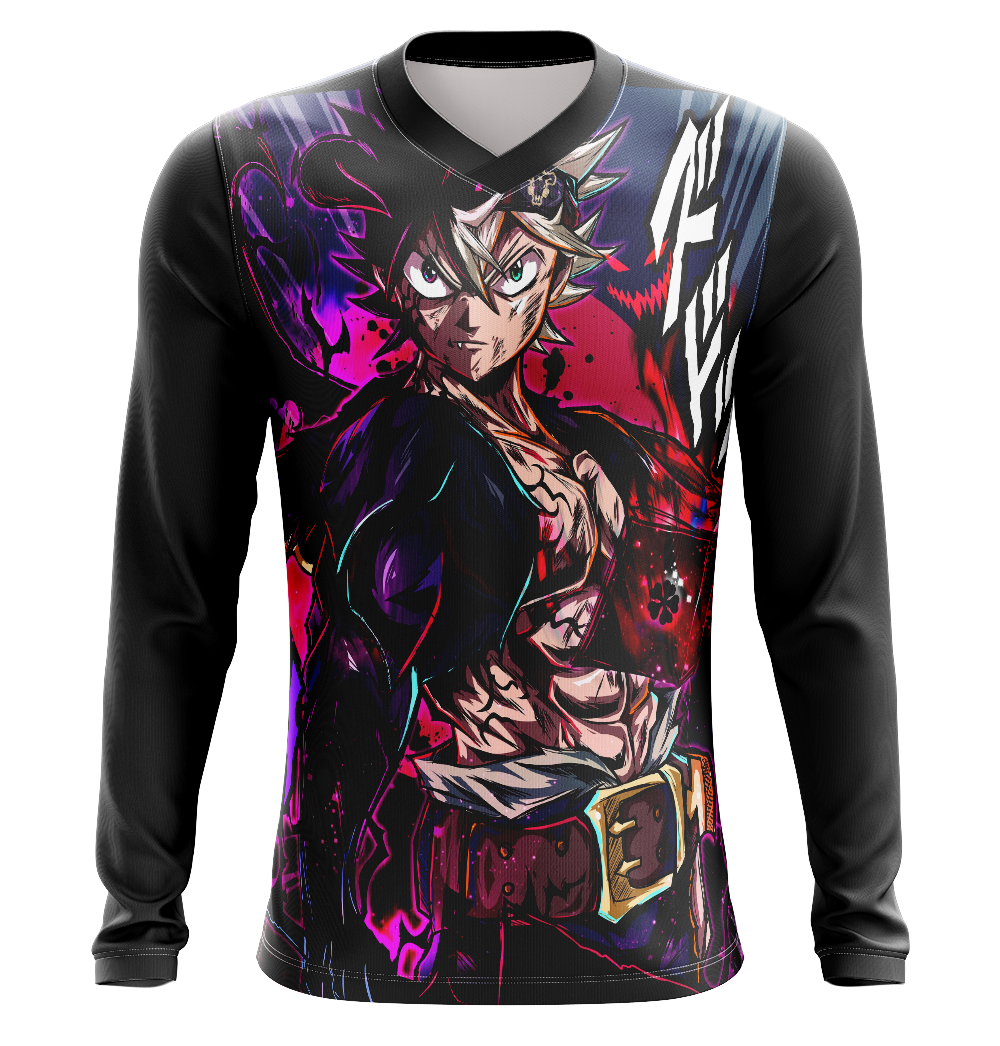 Asta Black Clover Dry-Fit Graphic T-Shirt - Long Sleeve