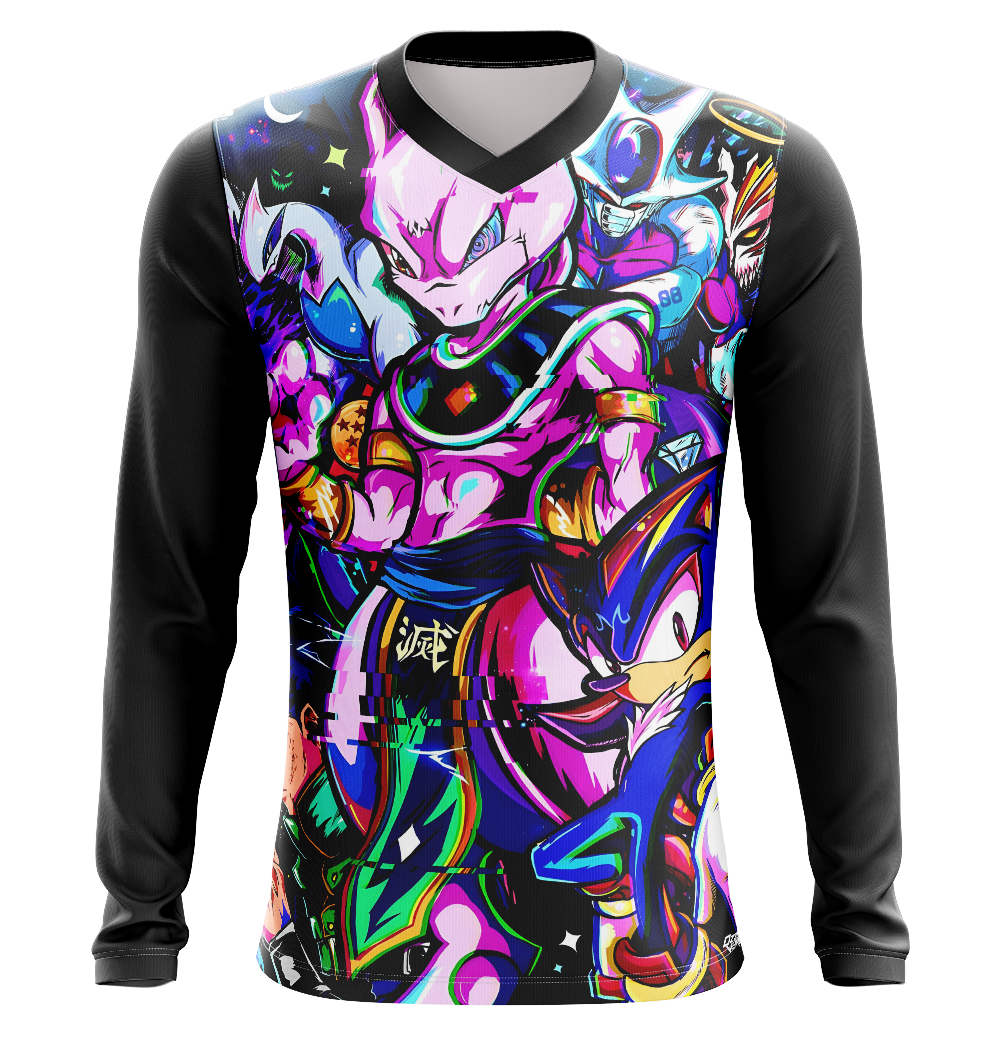 Anime Characters Mashup Dry Fit T-Shirt - Long Sleeve 3D Print