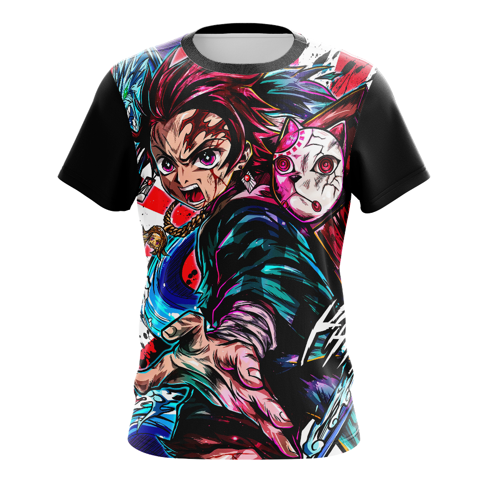 Tanjiro Demon Slayer Dry Fit T-Shirt - Long Sleeve 3D Print