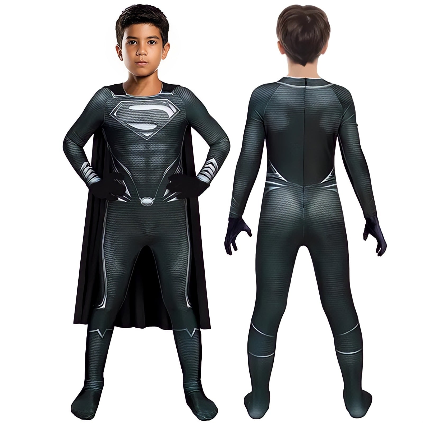 Superman Black Suit (Justice League) Costume - Kids Cosplay Suit
