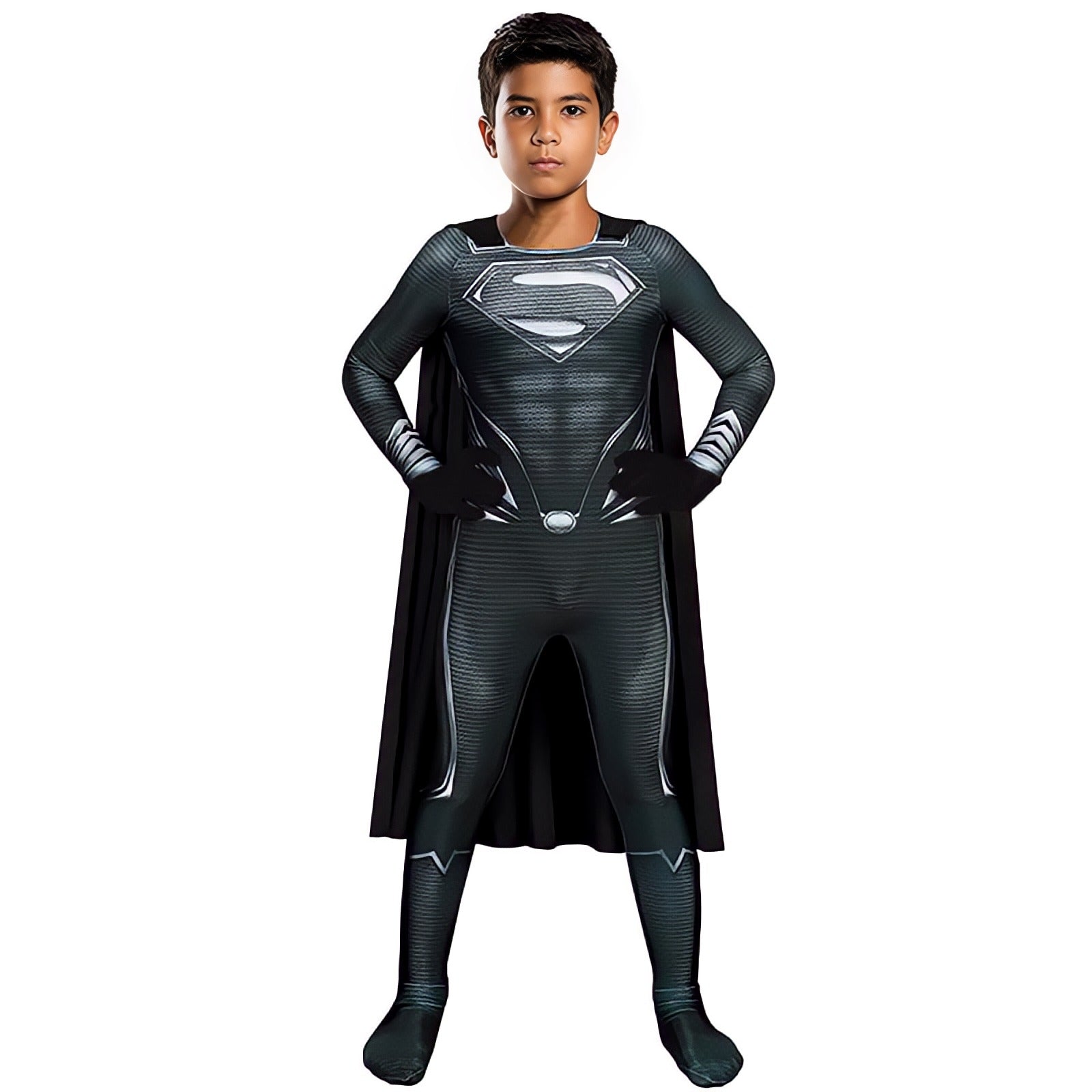 Superman Black Suit (Justice League) Costume - Kids Cosplay Suit