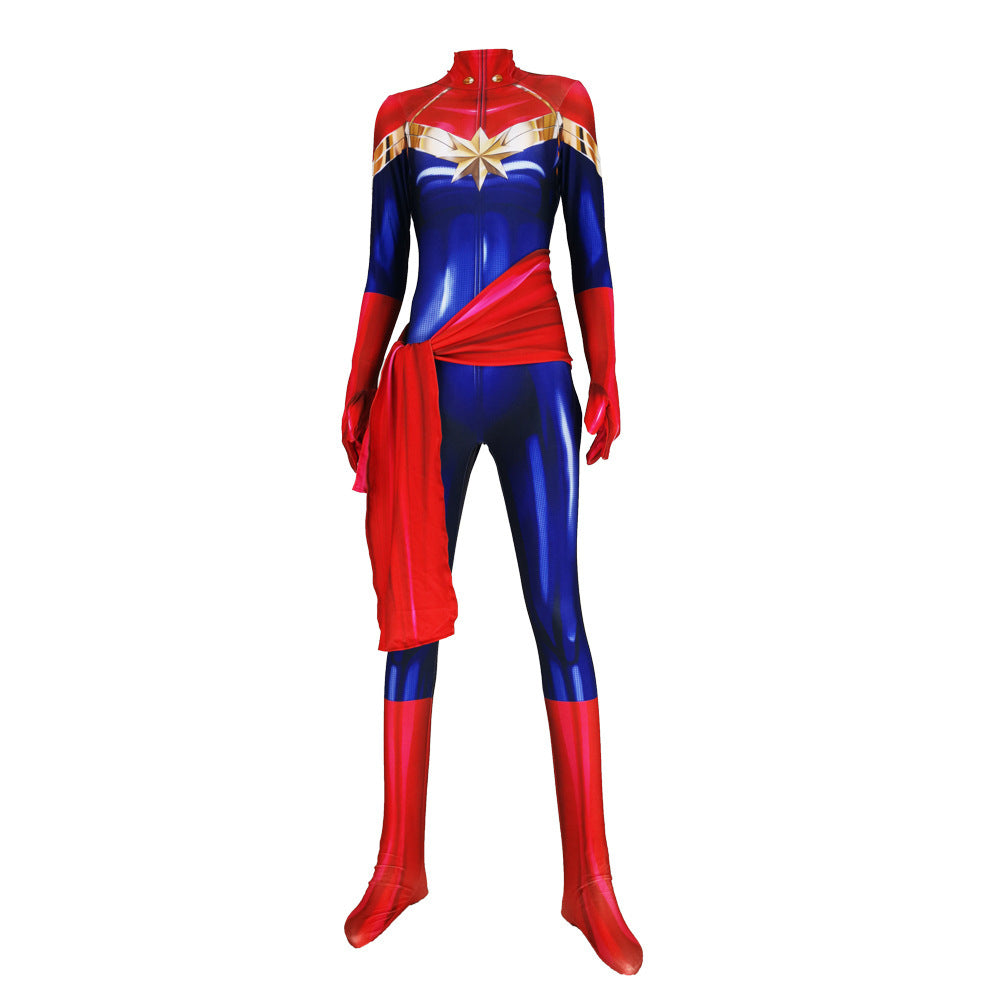 Fantasia Feminina Capitã Marvel Carol Danvers Adulto Cosplay Traje Luxo