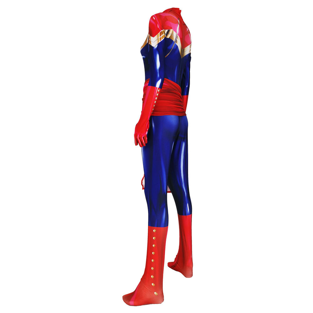 Fantasia Feminina Capitã Marvel Carol Danvers Adulto Cosplay Traje Luxo
